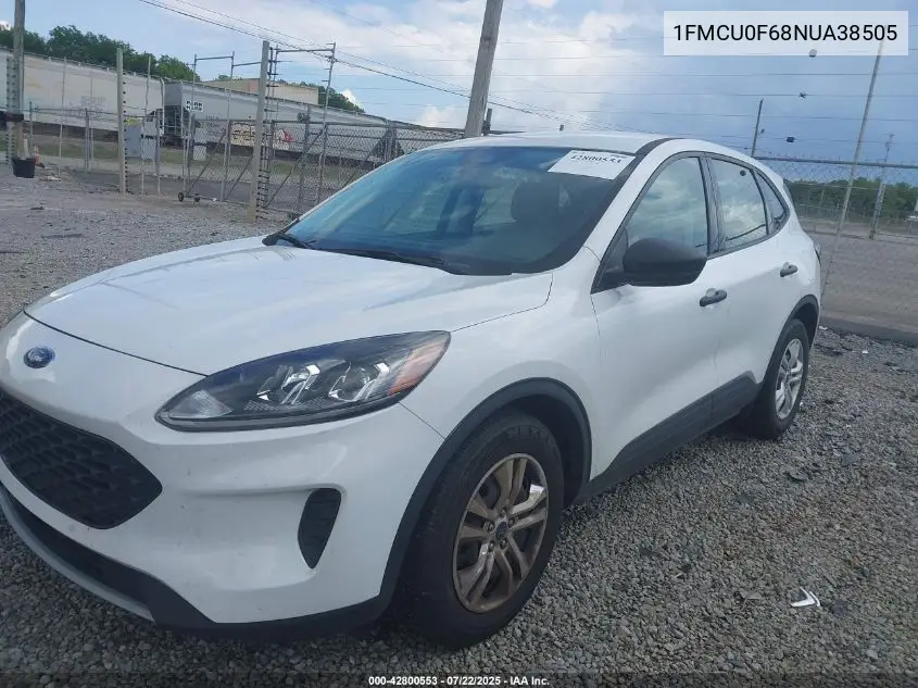 2022 Ford Escape S VIN: 1FMCU0F68NUA38505 Lot: 42800553