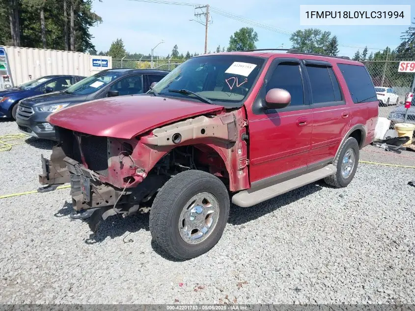 2000 Ford Expedition Eddie Bauer VIN: 1FMPU18L0YLC31994 Lot: 42201753