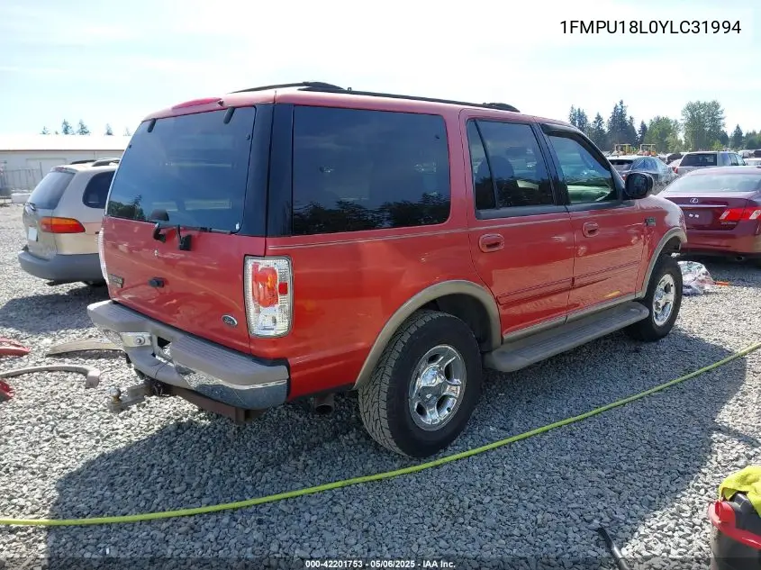 2000 Ford Expedition Eddie Bauer VIN: 1FMPU18L0YLC31994 Lot: 42201753