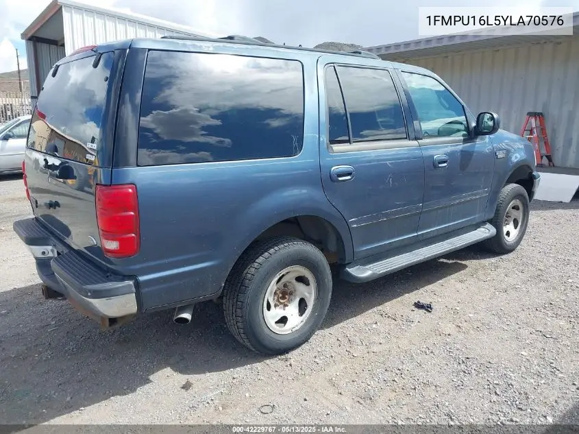 2000 Ford Expedition Xlt VIN: 1FMPU16L5YLA70576 Lot: 42229767