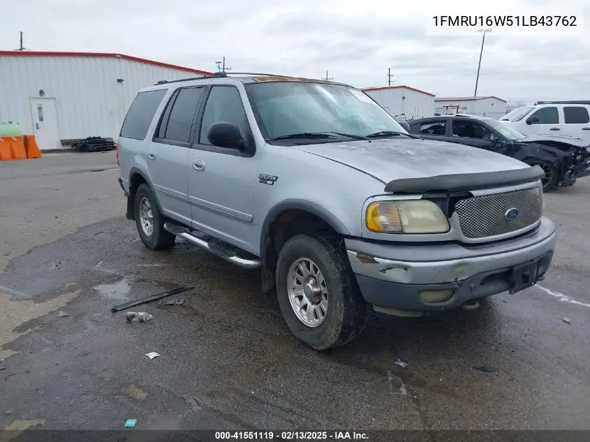 2001 Ford Expedition Xlt VIN: 1FMRU16W51LB43762 Lot: 41551119
