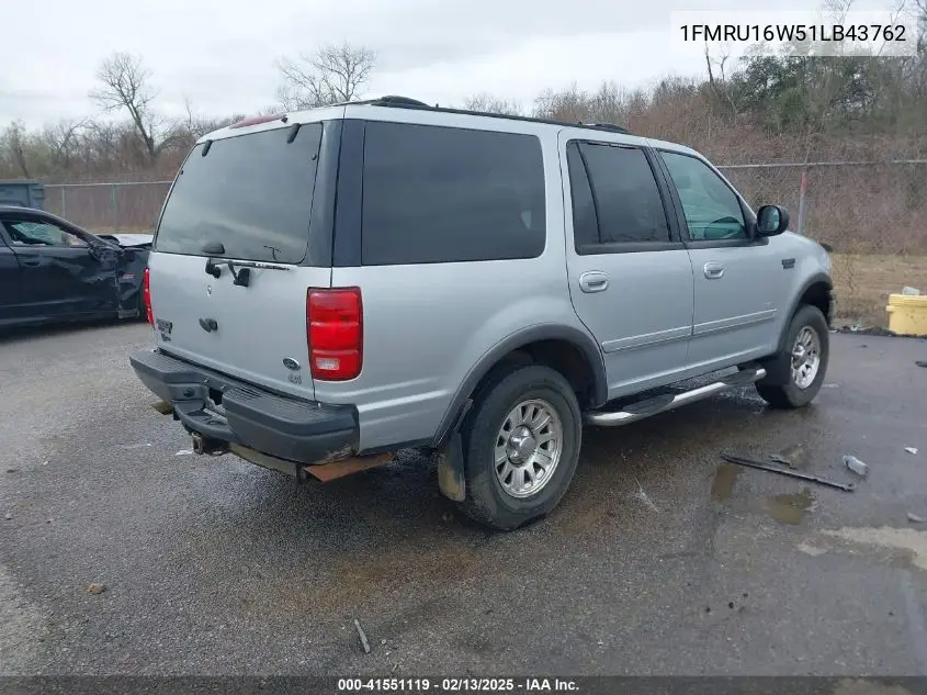 2001 Ford Expedition Xlt VIN: 1FMRU16W51LB43762 Lot: 41551119