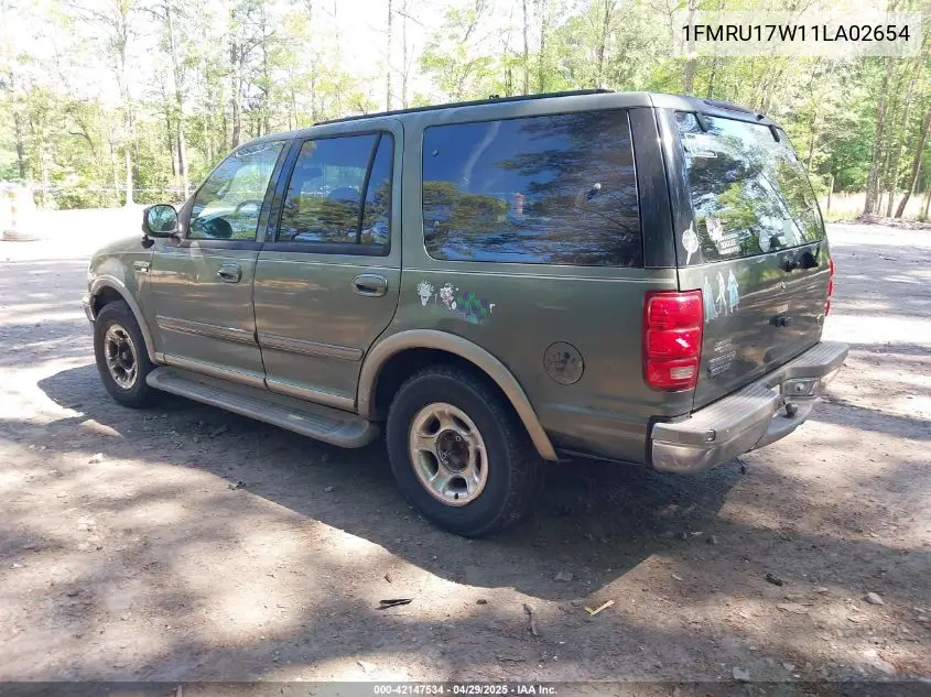 2001 Ford Expedition Eddie Bauer VIN: 1FMRU17W11LA02654 Lot: 42147534