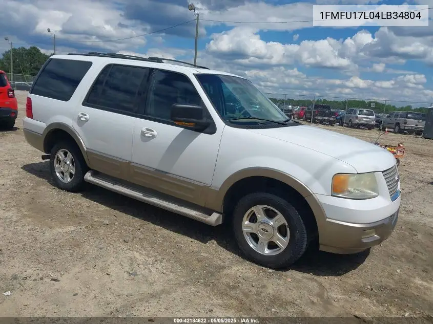 2004 Ford Expedition Eddie Bauer VIN: 1FMFU17L04LB34804 Lot: 42184622