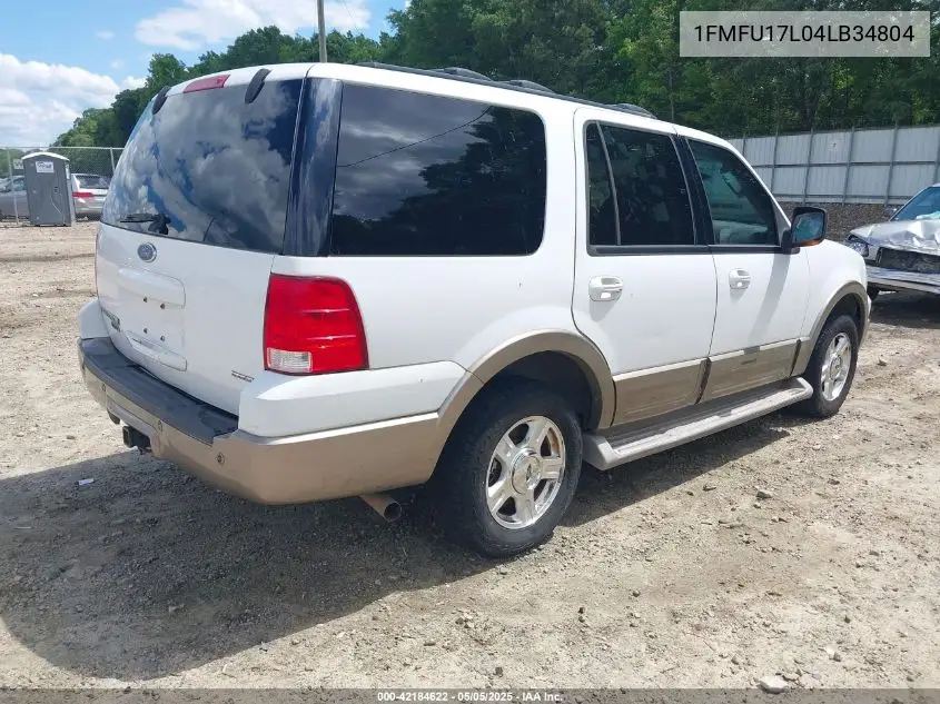 2004 Ford Expedition Eddie Bauer VIN: 1FMFU17L04LB34804 Lot: 42184622