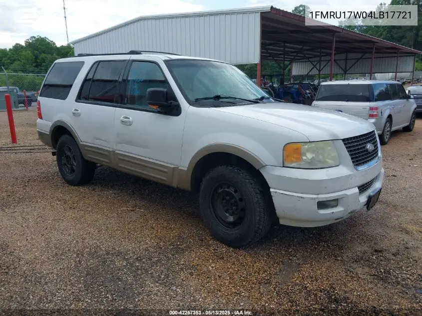 2004 Ford Expedition Eddie Bauer VIN: 1FMRU17W04LB17721 Lot: 42257353