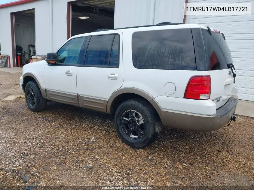 2004 Ford Expedition Eddie Bauer VIN: 1FMRU17W04LB17721 Lot: 42257353