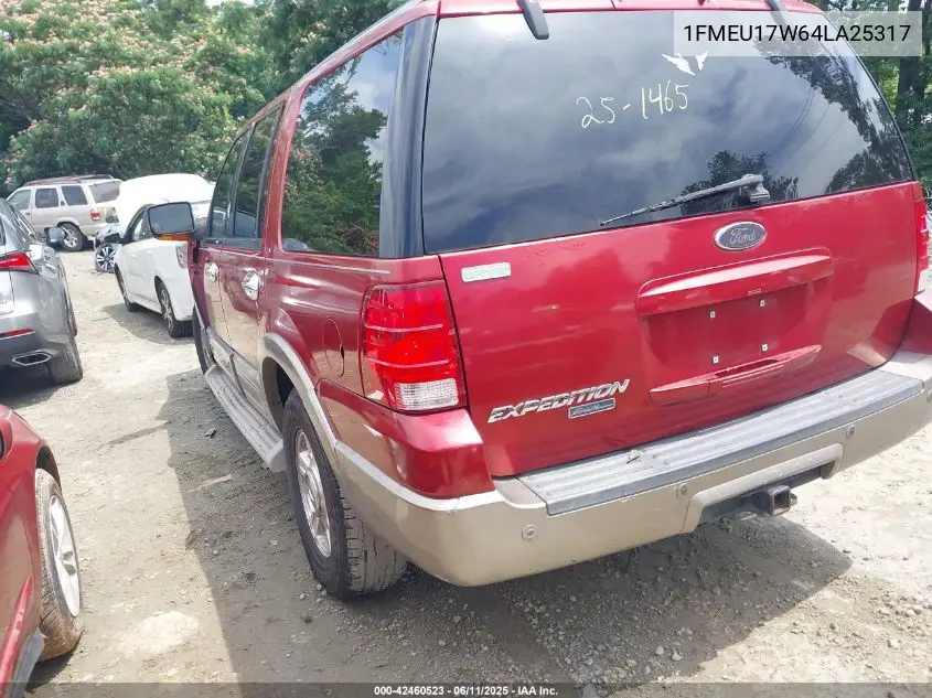 2004 Ford Expedition Eddie Bauer VIN: 1FMEU17W64LA25317 Lot: 42460523