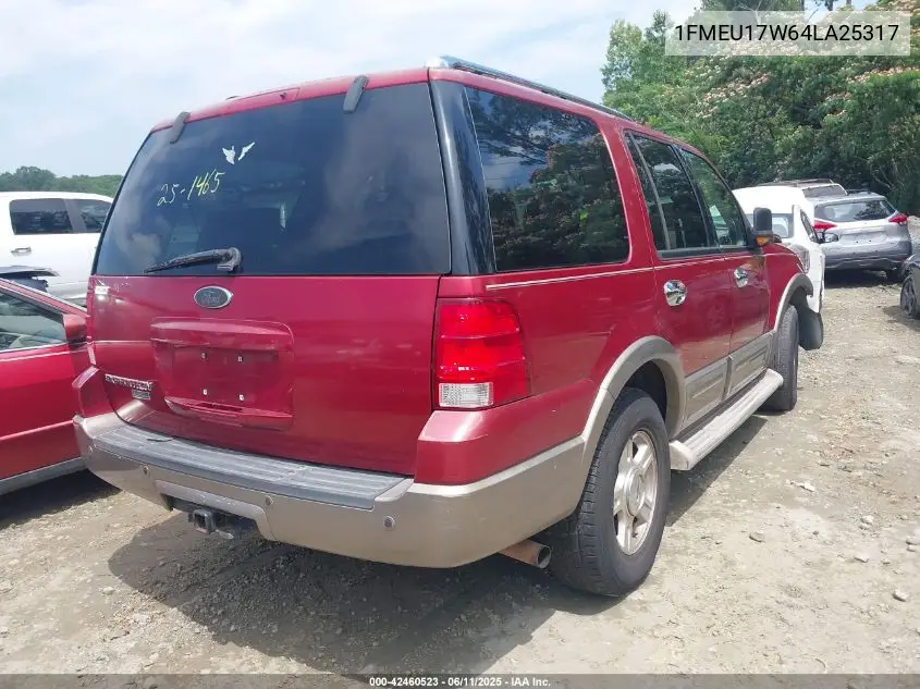 2004 Ford Expedition Eddie Bauer VIN: 1FMEU17W64LA25317 Lot: 42460523