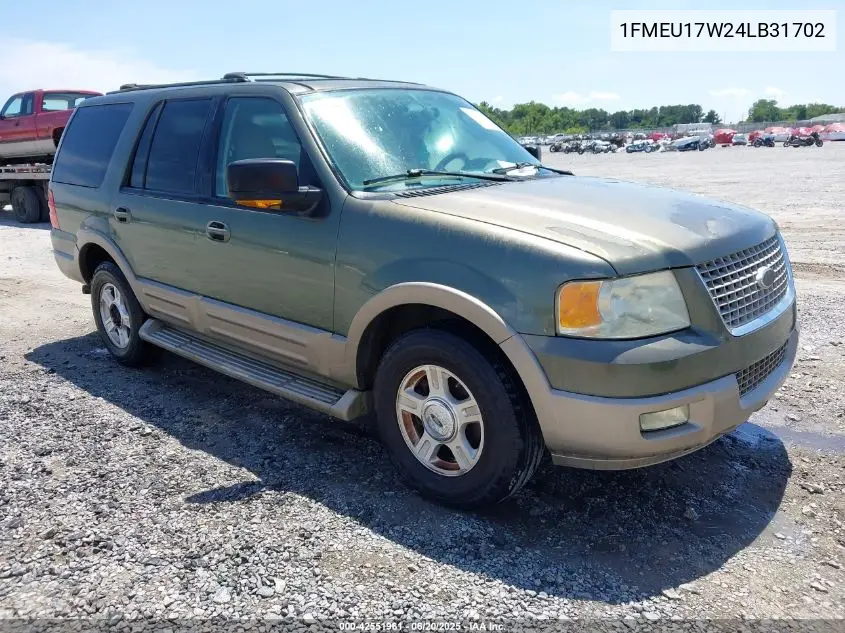 2004 Ford Expedition Eddie Bauer VIN: 1FMEU17W24LB31702 Lot: 42551961