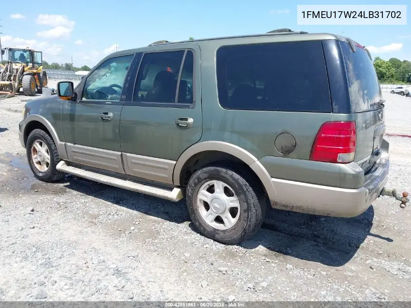 2004 Ford Expedition Eddie Bauer VIN: 1FMEU17W24LB31702 Lot: 42551961