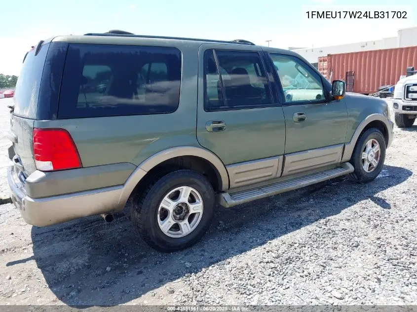 2004 Ford Expedition Eddie Bauer VIN: 1FMEU17W24LB31702 Lot: 42551961