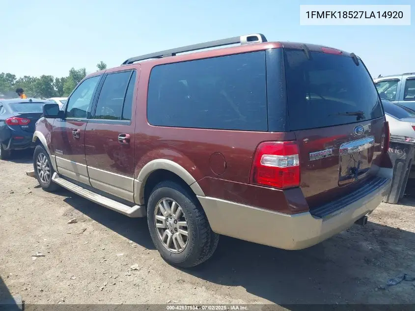2007 Ford Expedition El Eddie Bauer VIN: 1FMFK18527LA14920 Lot: 42637534