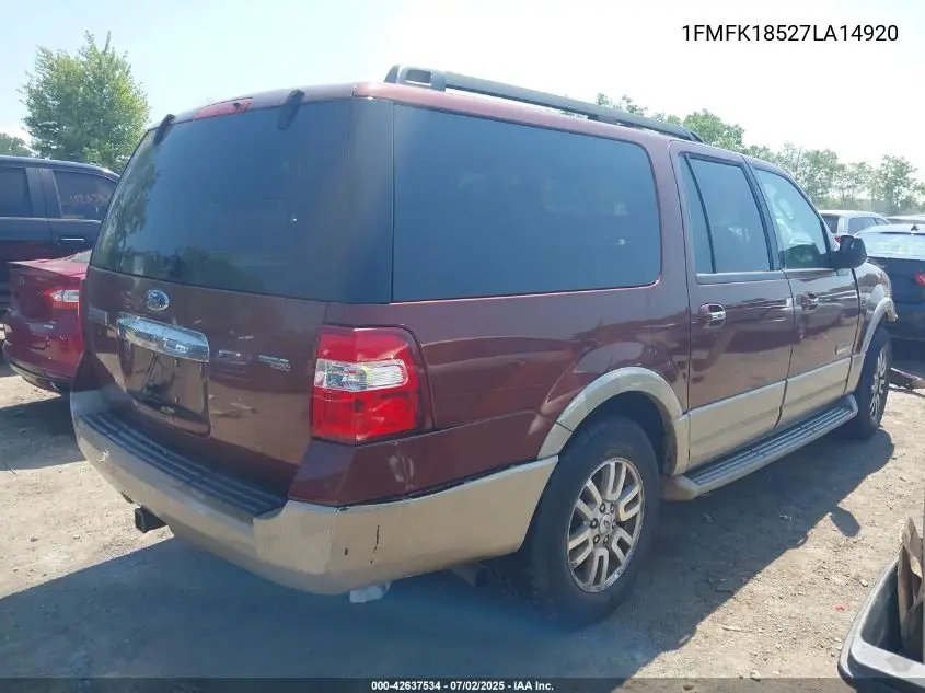 2007 Ford Expedition El Eddie Bauer VIN: 1FMFK18527LA14920 Lot: 42637534