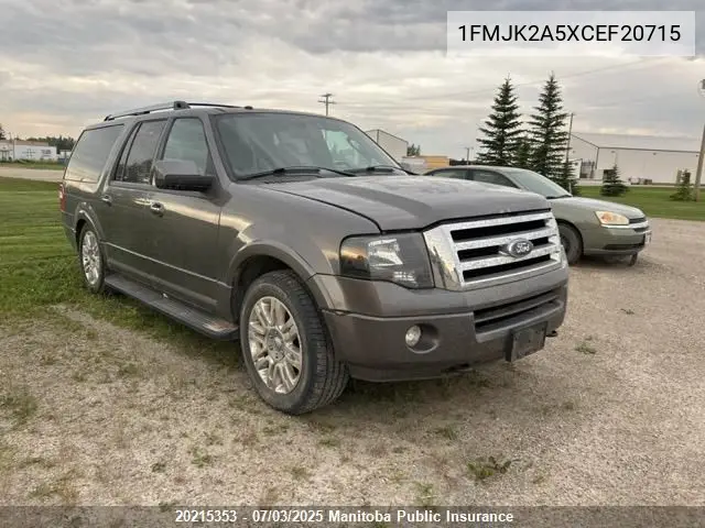 2012 Ford Expedition Max Limited VIN: 1FMJK2A5XCEF20715 Lot: 20215353