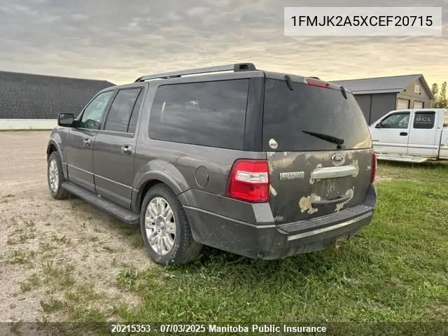 2012 Ford Expedition Max Limited VIN: 1FMJK2A5XCEF20715 Lot: 20215353
