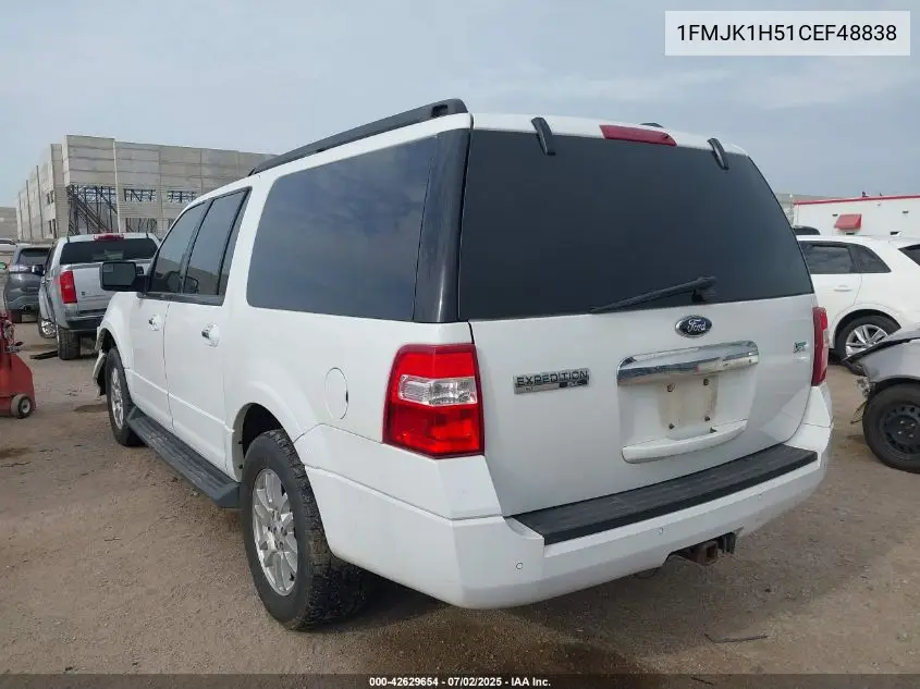2012 Ford Expedition El Xlt VIN: 1FMJK1H51CEF48838 Lot: 42629654