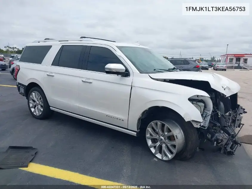 2019 Ford Expedition Max Platinum VIN: 1FMJK1LT3KEA56753 Lot: 42247331