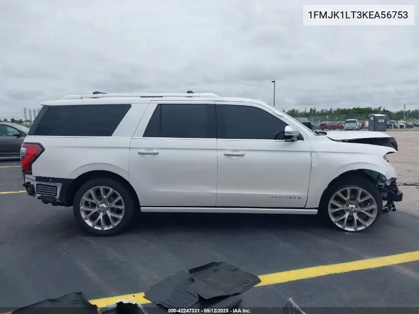 2019 Ford Expedition Max Platinum VIN: 1FMJK1LT3KEA56753 Lot: 42247331