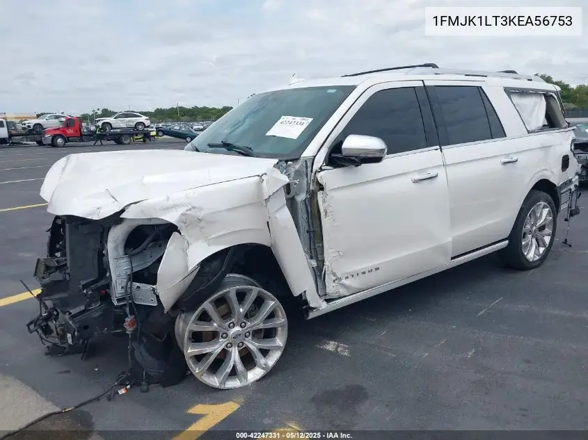2019 Ford Expedition Max Platinum VIN: 1FMJK1LT3KEA56753 Lot: 42247331
