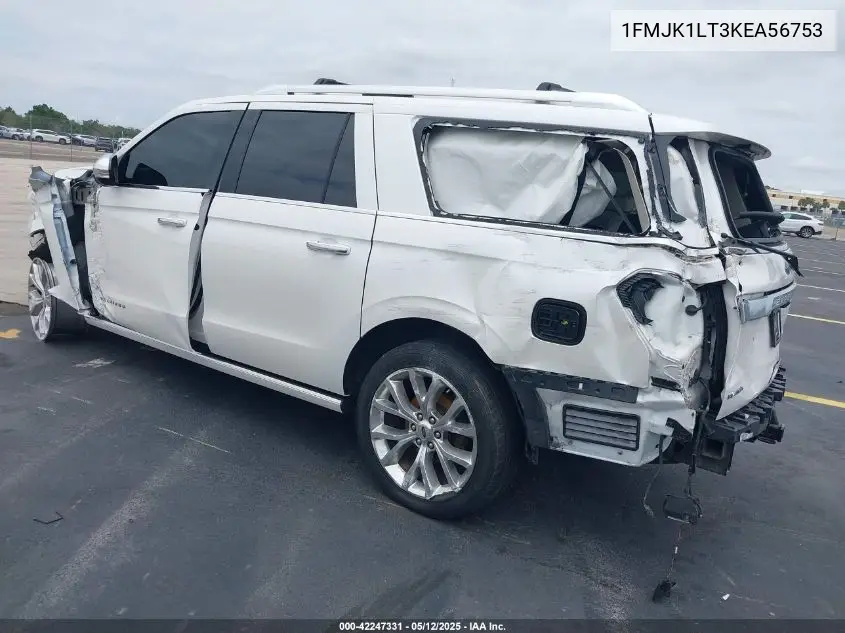 2019 Ford Expedition Max Platinum VIN: 1FMJK1LT3KEA56753 Lot: 42247331