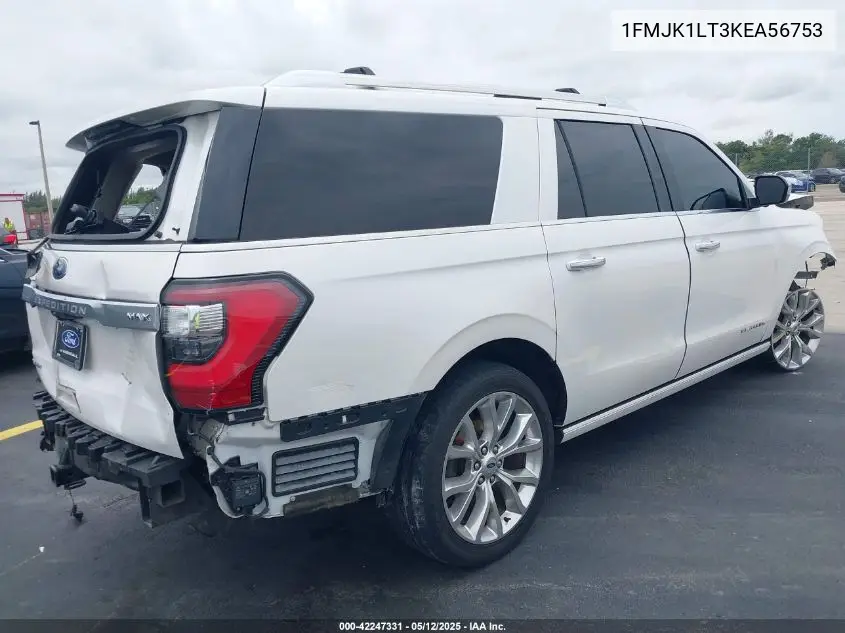 2019 Ford Expedition Max Platinum VIN: 1FMJK1LT3KEA56753 Lot: 42247331