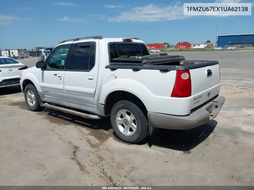 2001 Ford Explorer Sport Trac VIN: 1FMZU67EX1UA62138 Lot: 42526023