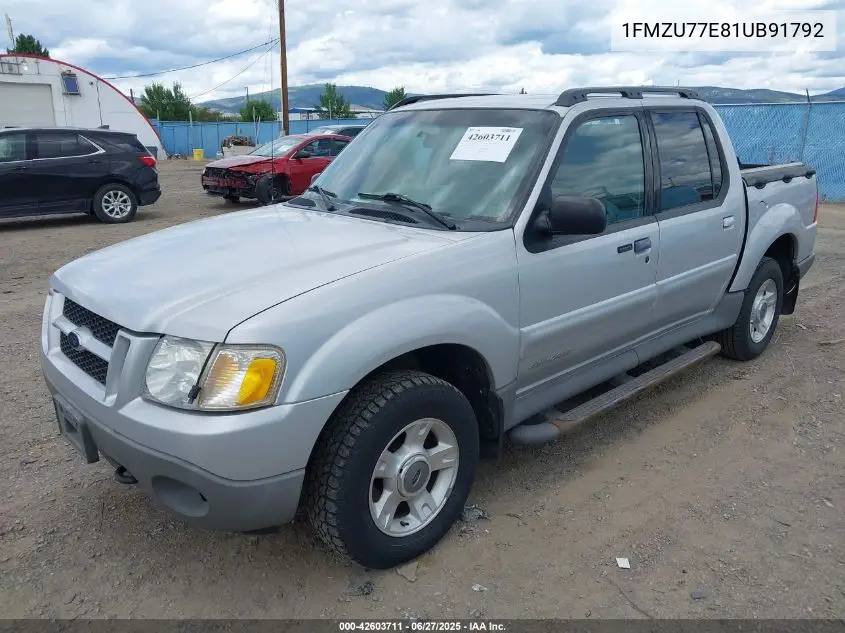 2001 Ford Explorer Sport Trac VIN: 1FMZU77E81UB91792 Lot: 42603711