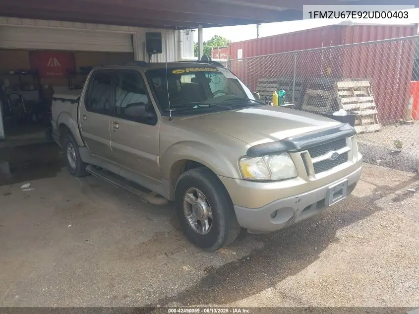 2002 Ford Explorer Sport Trac VIN: 1FMZU67E92UD00403 Lot: 42490059
