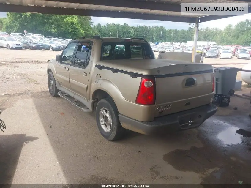 2002 Ford Explorer Sport Trac VIN: 1FMZU67E92UD00403 Lot: 42490059