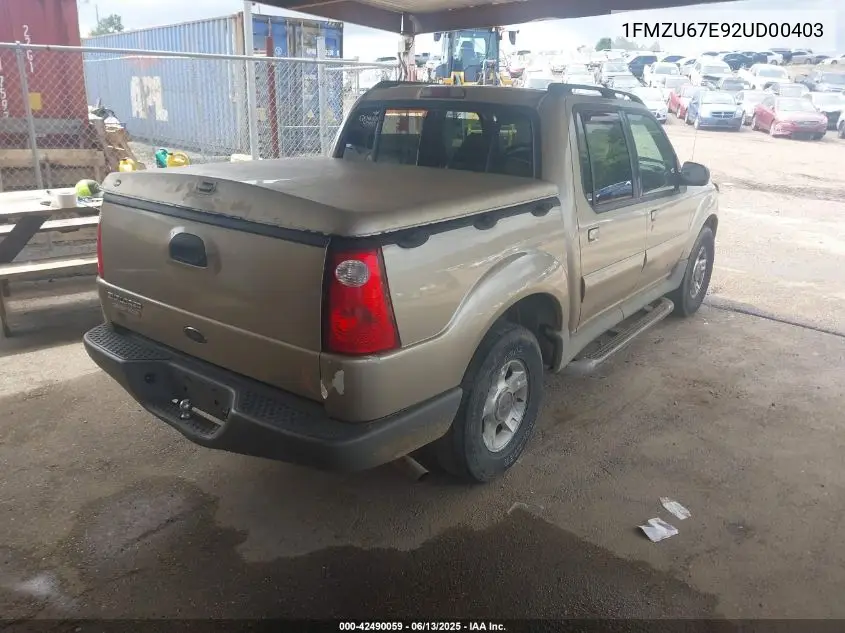 2002 Ford Explorer Sport Trac VIN: 1FMZU67E92UD00403 Lot: 42490059