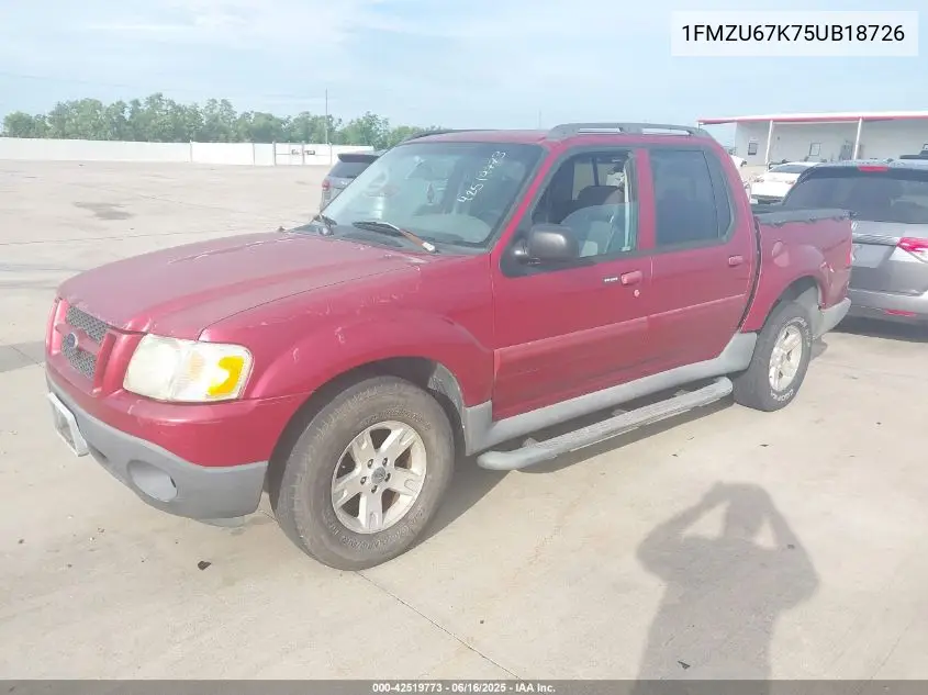 2005 Ford Explorer Sport Trac Adrenalin/Xls/Xlt VIN: 1FMZU67K75UB18726 Lot: 42519773