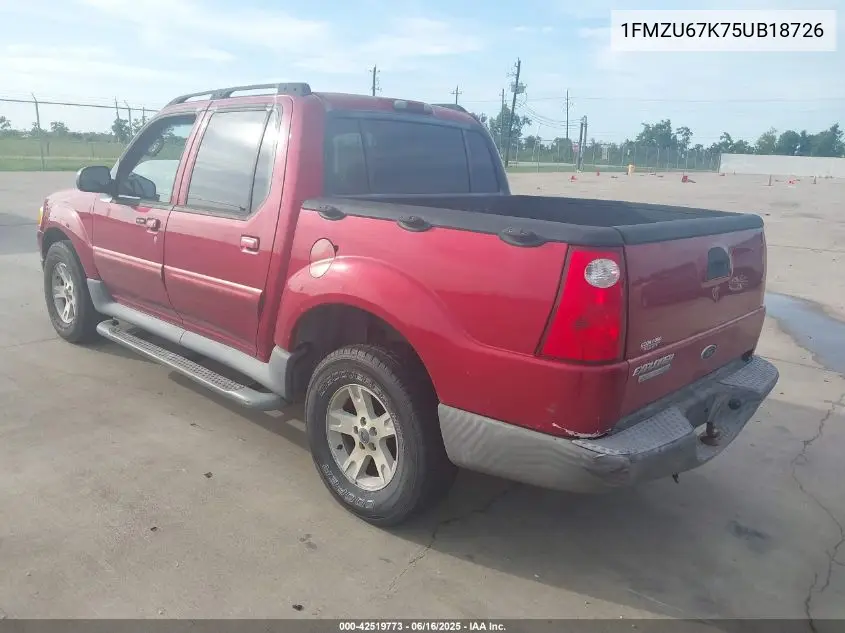 2005 Ford Explorer Sport Trac Adrenalin/Xls/Xlt VIN: 1FMZU67K75UB18726 Lot: 42519773