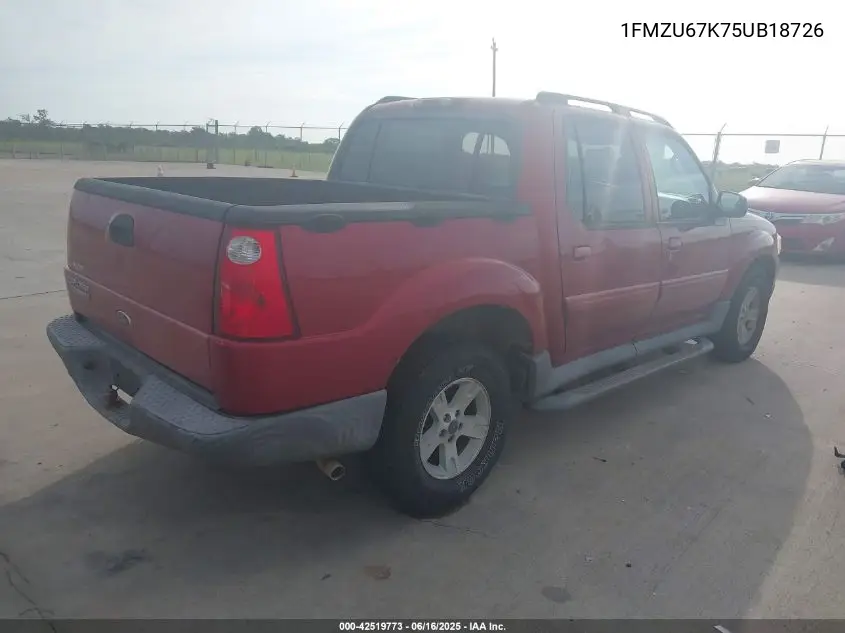2005 Ford Explorer Sport Trac Adrenalin/Xls/Xlt VIN: 1FMZU67K75UB18726 Lot: 42519773