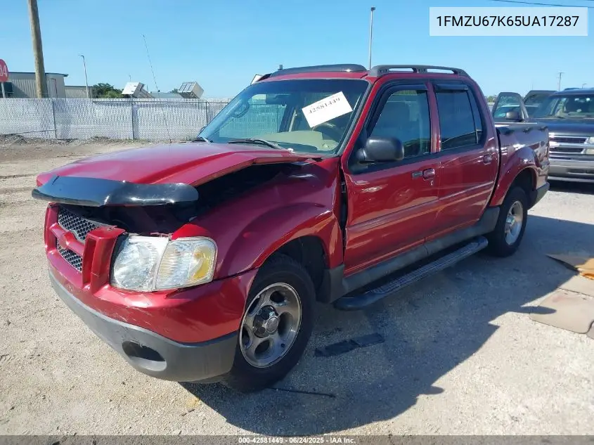 2005 Ford Explorer Sport Trac Adrenalin/Xls/Xlt VIN: 1FMZU67K65UA17287 Lot: 42581449