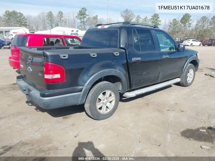 2007 Ford Explorer Sport Trac Xlt VIN: 1FMEU51K17UA01678 Lot: 41672334