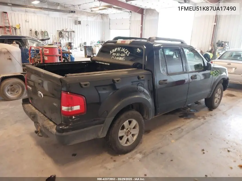 2007 Ford Explorer Sport Trac Xlt VIN: 1FMEU51K87UA17490 Lot: 42373953