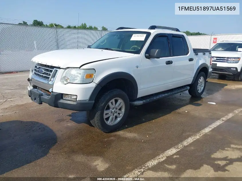 2007 Ford Explorer Sport Trac Xlt VIN: 1FMEU51897UA51569 Lot: 42383925