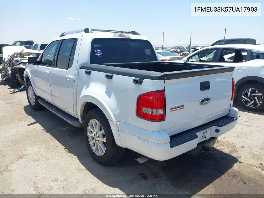 2007 Ford Explorer Sport Trac Limited VIN: 1FMEU33K57UA17903 Lot: 42492903