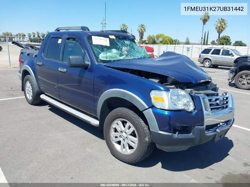 2007 Ford Explorer Sport Trac Xlt VIN: 1FMEU31K27UB31442 Lot: 42536595