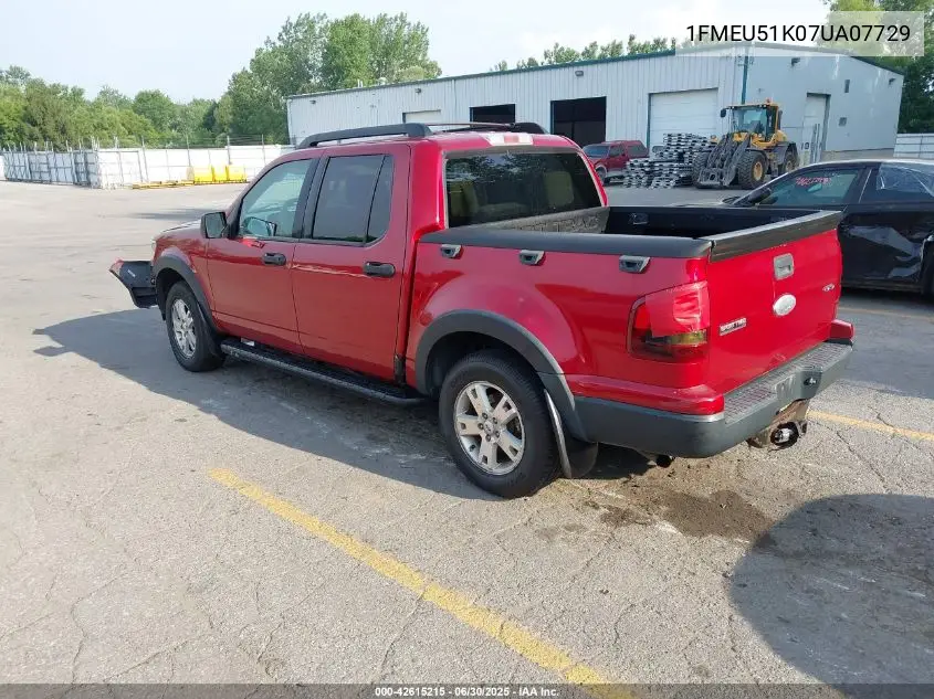 2007 Ford Explorer Sport Trac Xlt VIN: 1FMEU51K07UA07729 Lot: 42615215