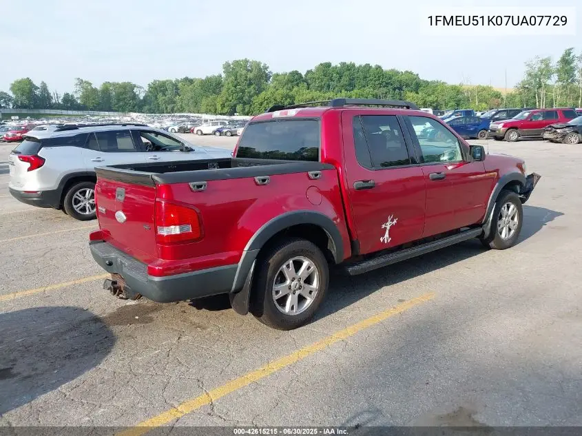 2007 Ford Explorer Sport Trac Xlt VIN: 1FMEU51K07UA07729 Lot: 42615215