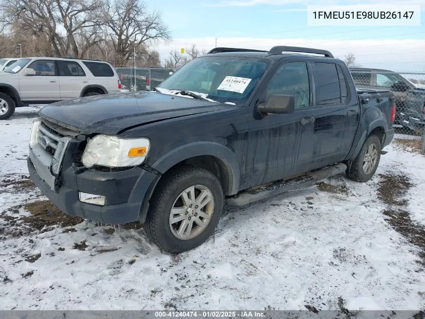 2008 Ford Explorer Sport Trac Xlt VIN: 1FMEU51E98UB26147 Lot: 41240474