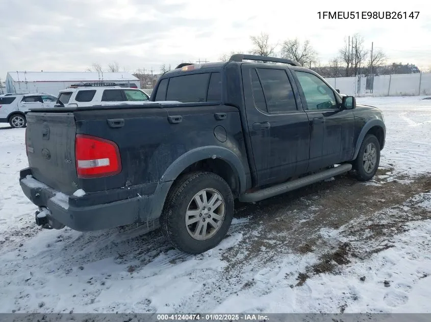 2008 Ford Explorer Sport Trac Xlt VIN: 1FMEU51E98UB26147 Lot: 41240474