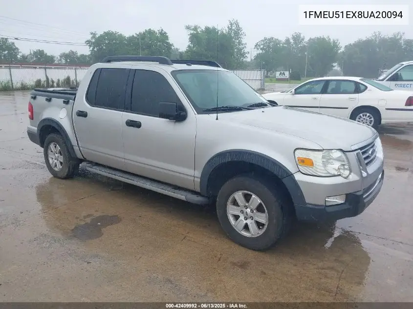 2008 Ford Explorer Sport Trac Xlt VIN: 1FMEU51EX8UA20094 Lot: 42409992