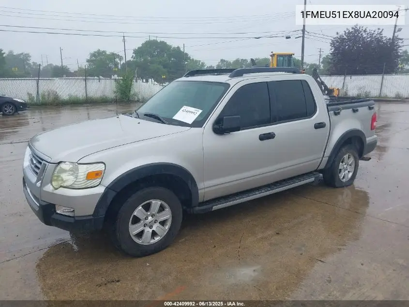 2008 Ford Explorer Sport Trac Xlt VIN: 1FMEU51EX8UA20094 Lot: 42409992