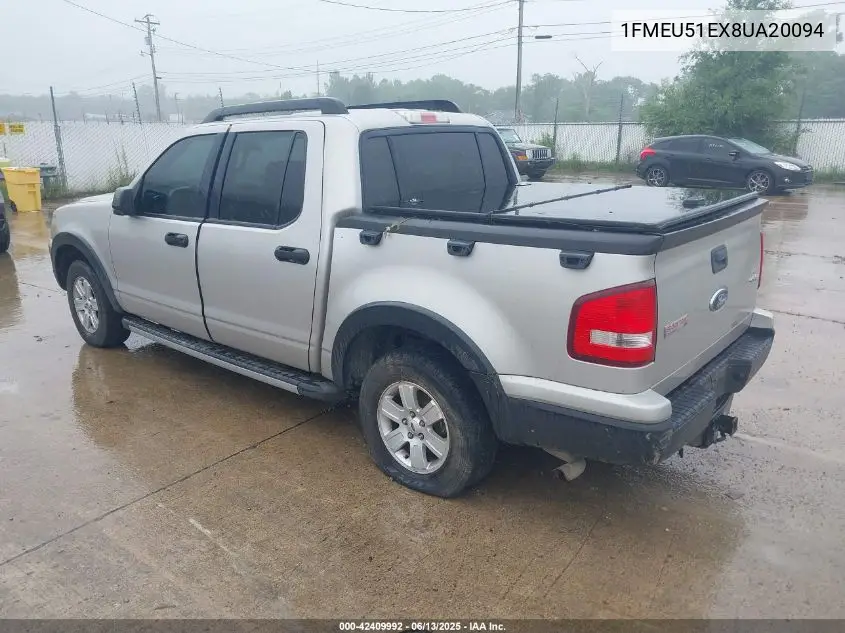 2008 Ford Explorer Sport Trac Xlt VIN: 1FMEU51EX8UA20094 Lot: 42409992