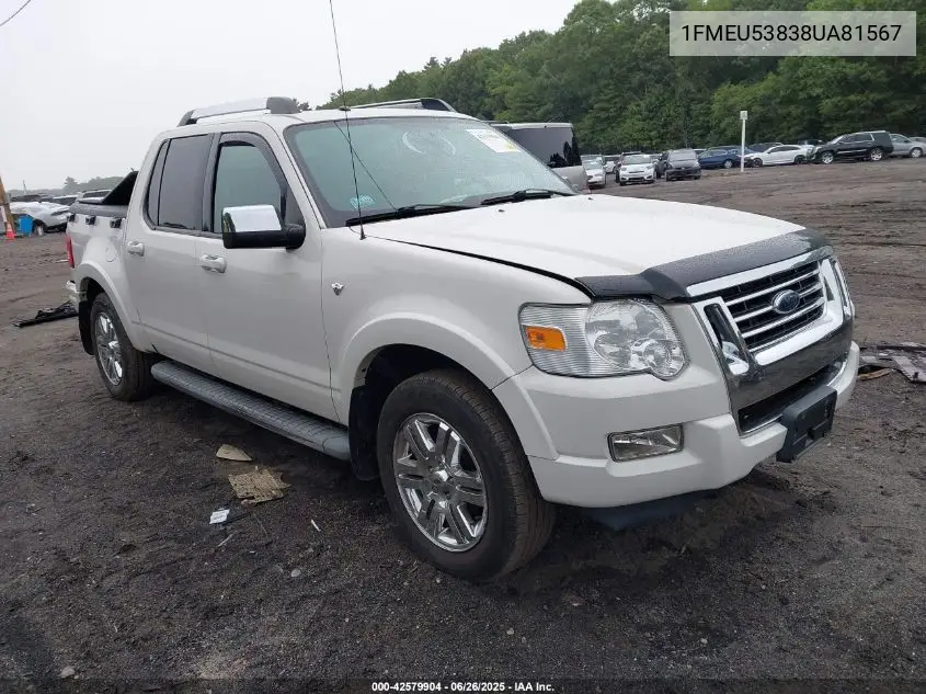 2008 Ford Explorer Sport Trac Limited VIN: 1FMEU53838UA81567 Lot: 42579904