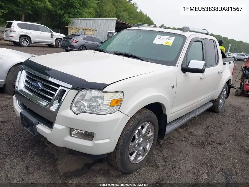 2008 Ford Explorer Sport Trac Limited VIN: 1FMEU53838UA81567 Lot: 42579904