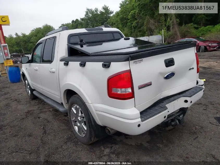 2008 Ford Explorer Sport Trac Limited VIN: 1FMEU53838UA81567 Lot: 42579904